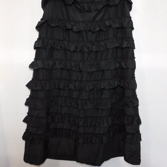 GAP Womens 4 Strapless Ruffle Black Silk Blend Cocktail Dress - Picture 5 of 10